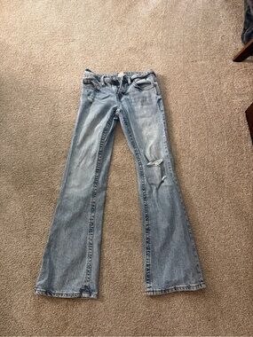 Roxy Light Blue Distressed Boot Cut Jeans